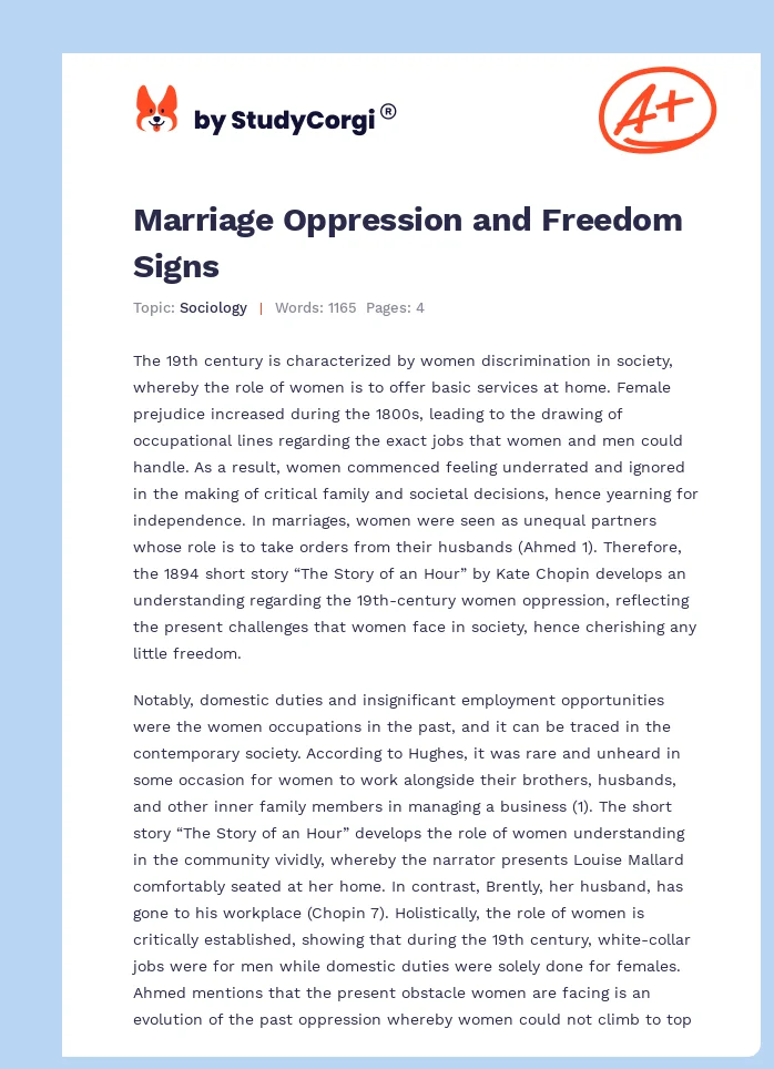 Marriage Oppression and Freedom Signs. Page 1