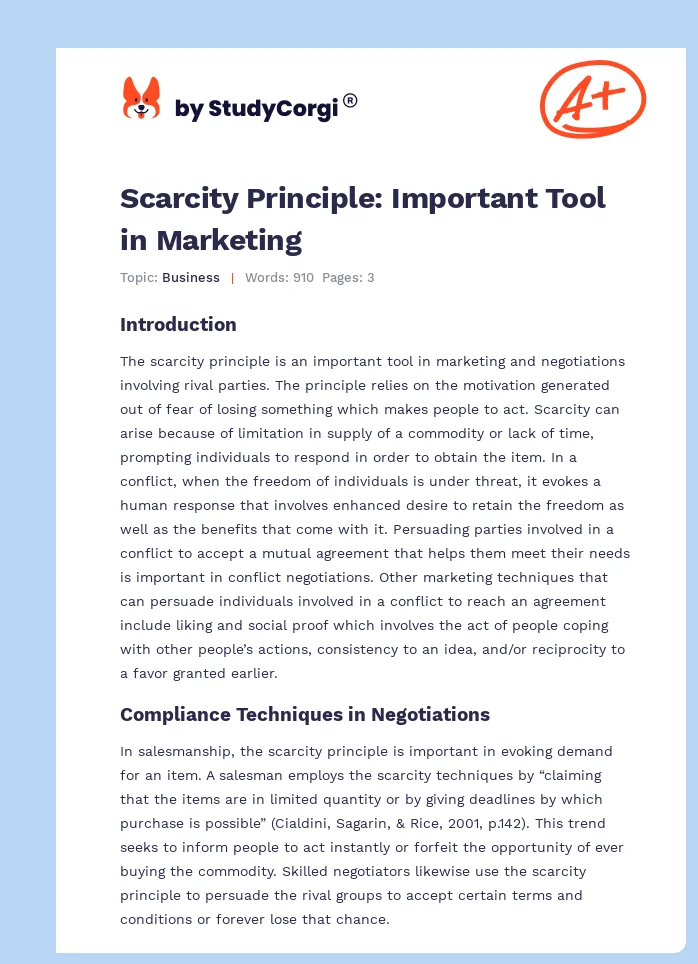 Scarcity Principle: Important Tool in Marketing. Page 1