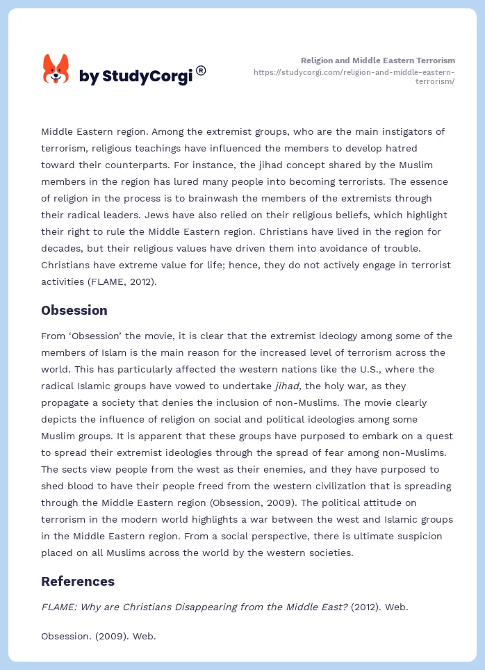 Religion and Middle Eastern Terrorism. Page 2