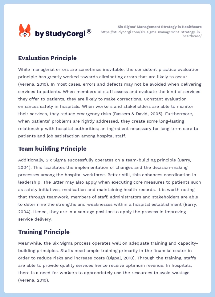 Six Sigma' Management Strategy in Healthcare. Page 2