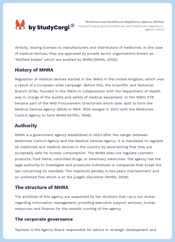 Medicines and Healthcare Regulatory Agency (MHRA). Page 2