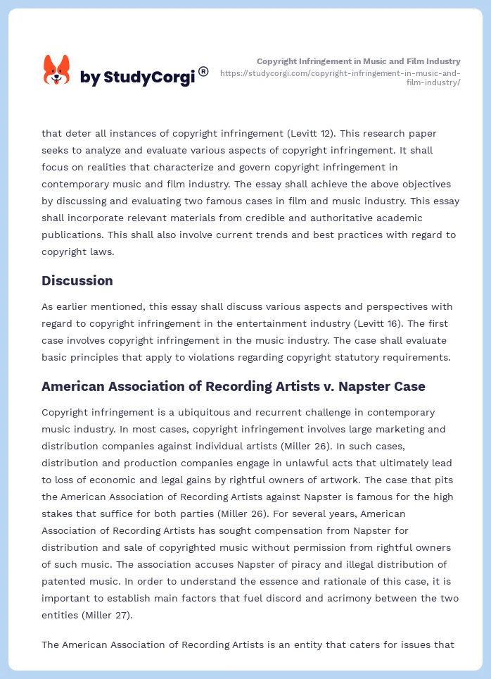Copyright Infringement in Music and Film Industry. Page 2