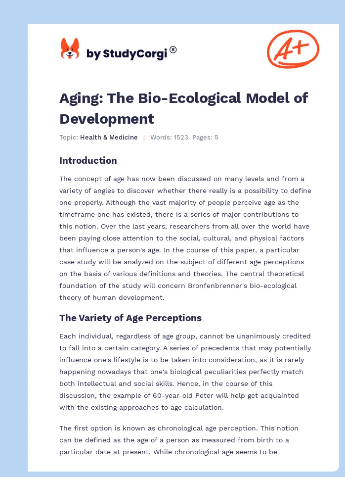 Aging: The Bio-Ecological Model of Development. Page 1