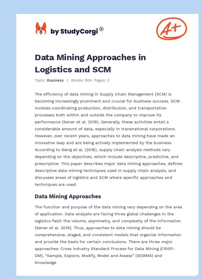 Data Mining Approaches in Logistics and SCM. Page 1