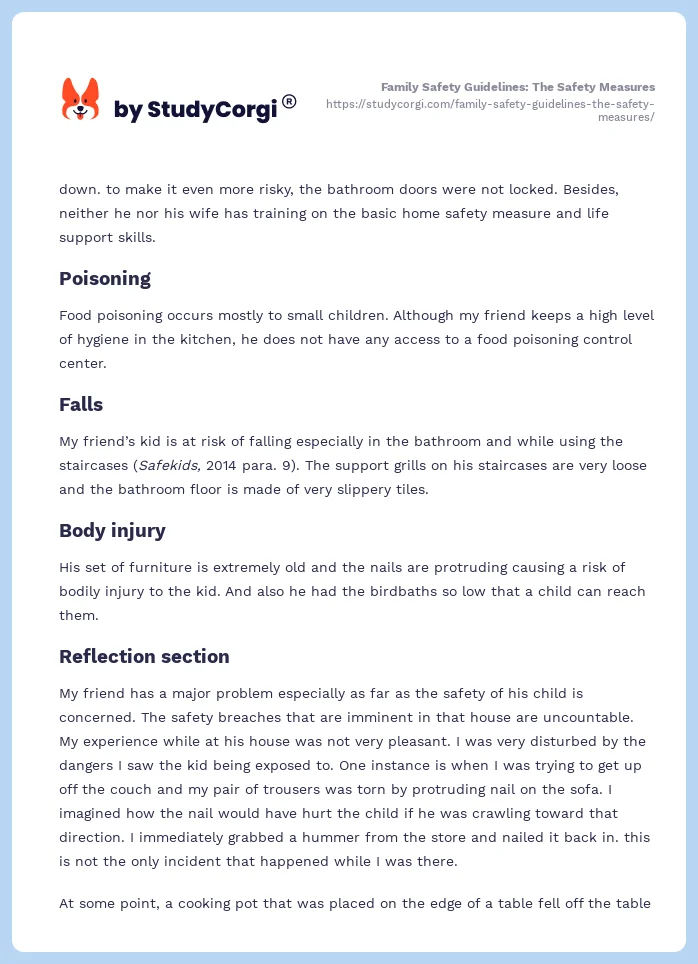 Family Safety Guidelines: The Safety Measures. Page 2