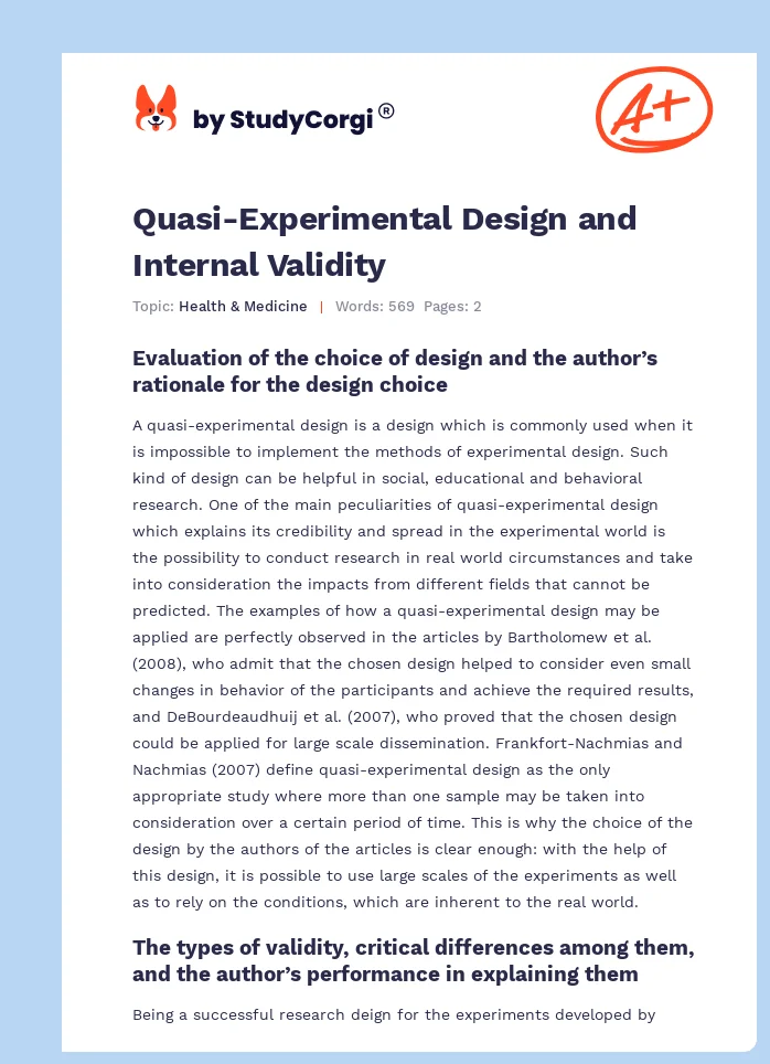 Quasi-Experimental Design and Internal Validity. Page 1