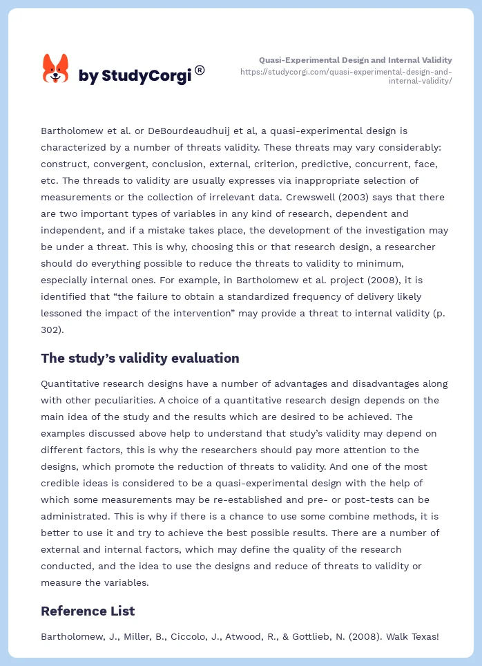 Quasi-Experimental Design and Internal Validity. Page 2