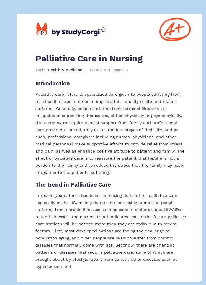 Palliative Care in Nursing. Page 1