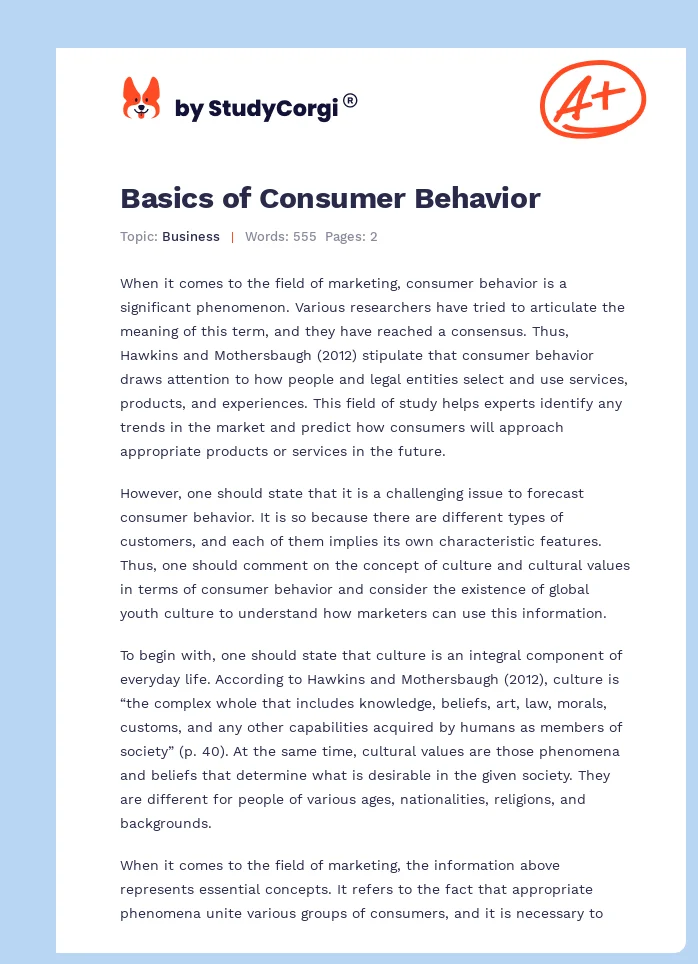 Basics of Consumer Behavior. Page 1