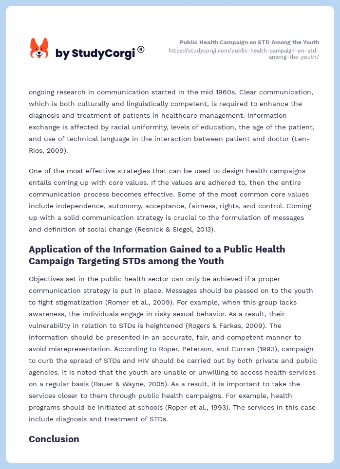 Public Health Campaign on STD Among the Youth. Page 2