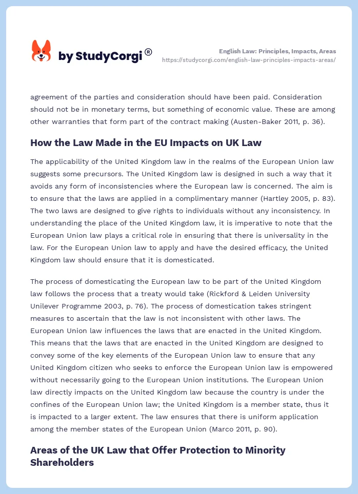 English Law: Principles, Impacts, Areas. Page 2