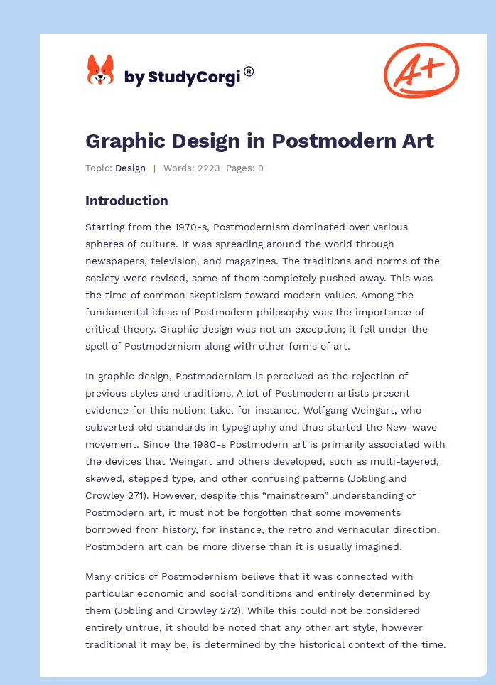 Graphic Design in Postmodern Art. Page 1