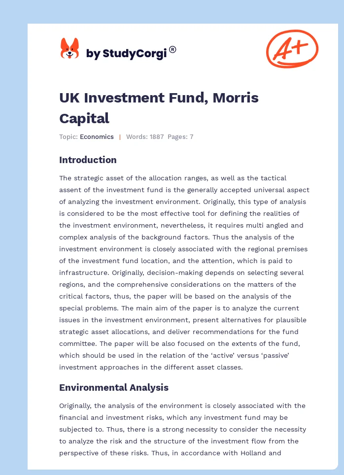 UK Investment Fund, Morris Capital. Page 1