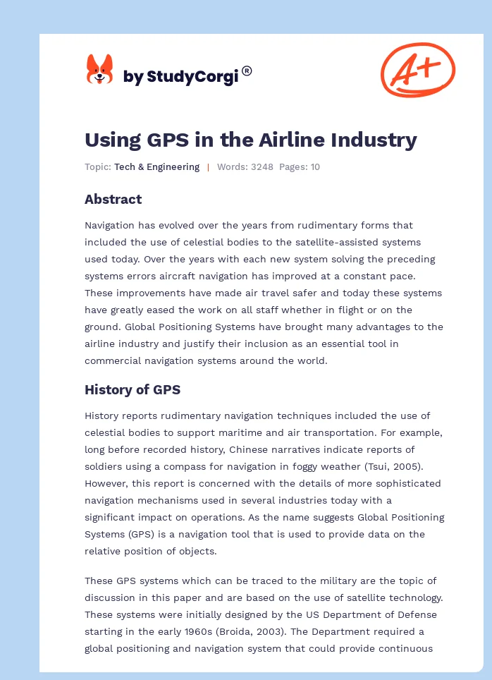 Using GPS in the Airline Industry. Page 1