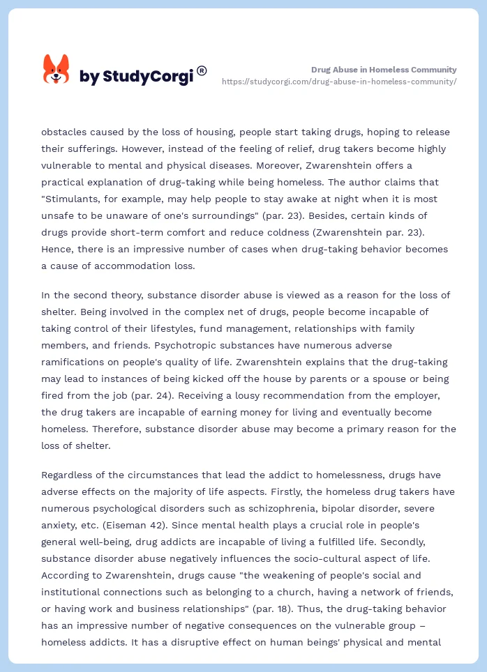 Drug Abuse in Homeless Community. Page 2