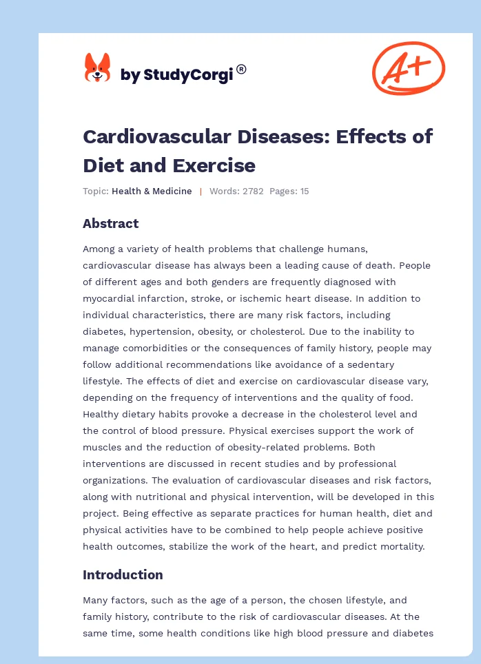 Cardiovascular Diseases: Effects of Diet and Exercise. Page 1