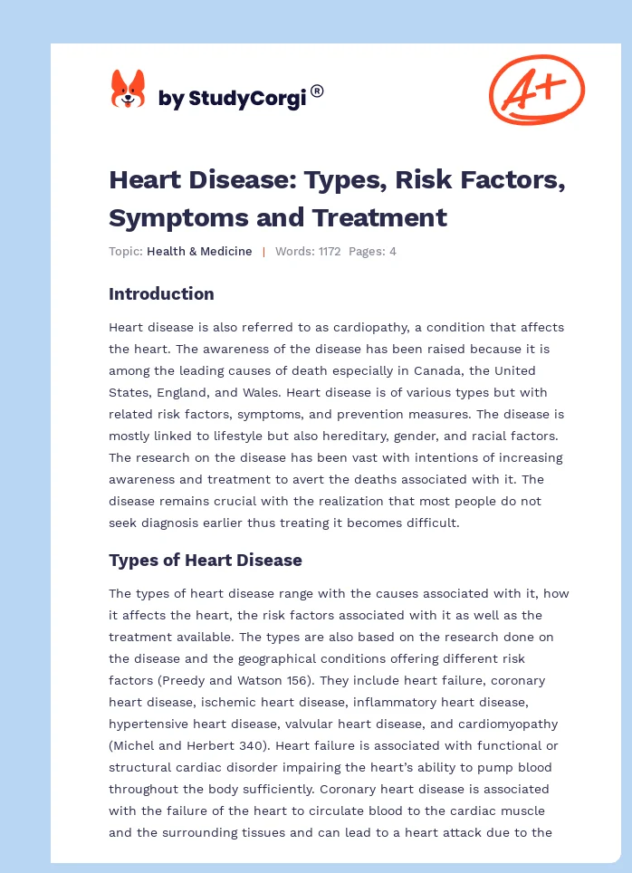Heart Disease: Types, Risk Factors, Symptoms and Treatment. Page 1