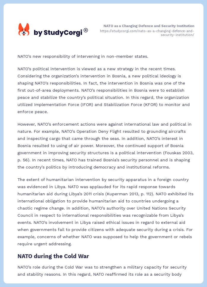 NATO as a Changing Defence and Security Institution. Page 2