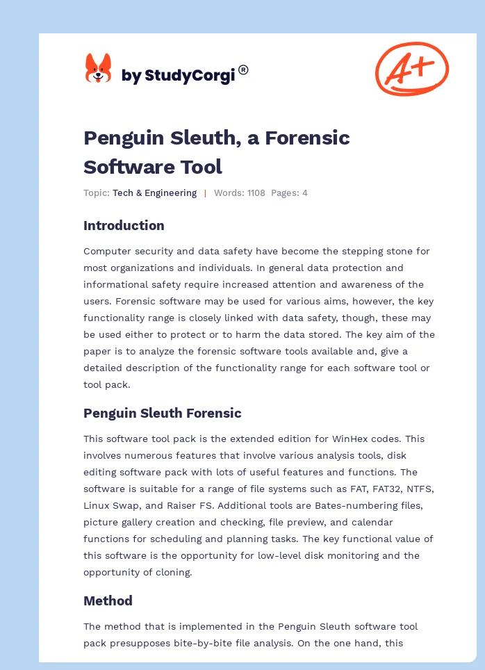 Penguin Sleuth, a Forensic Software Tool. Page 1