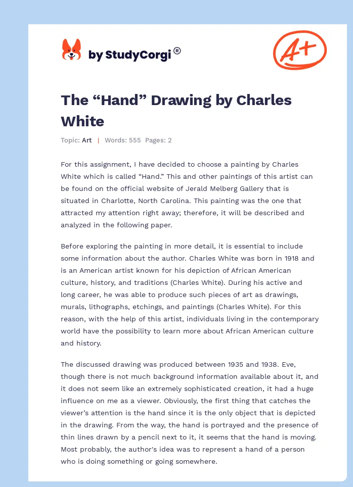The “Hand” Drawing by Charles White. Page 1
