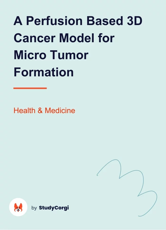 A Perfusion Based 3D Cancer Model for Micro Tumor Formation. Page 1