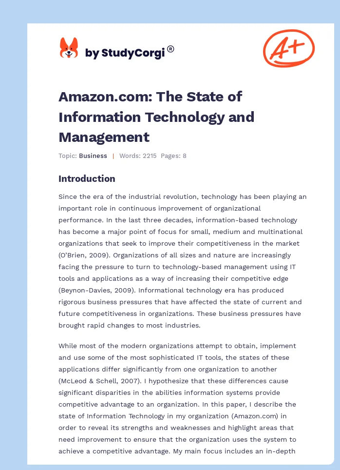 Amazon.com: The State of Information Technology and Management. Page 1