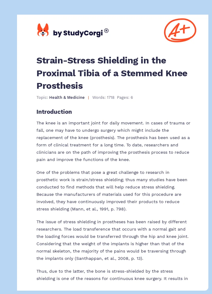 Strain-Stress Shielding in the Proximal Tibia of a Stemmed Knee Prosthesis. Page 1