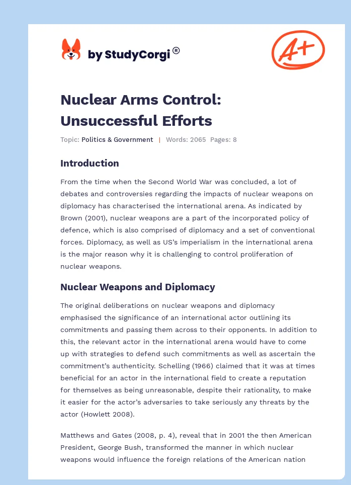 Nuclear Arms Control: Unsuccessful Efforts. Page 1