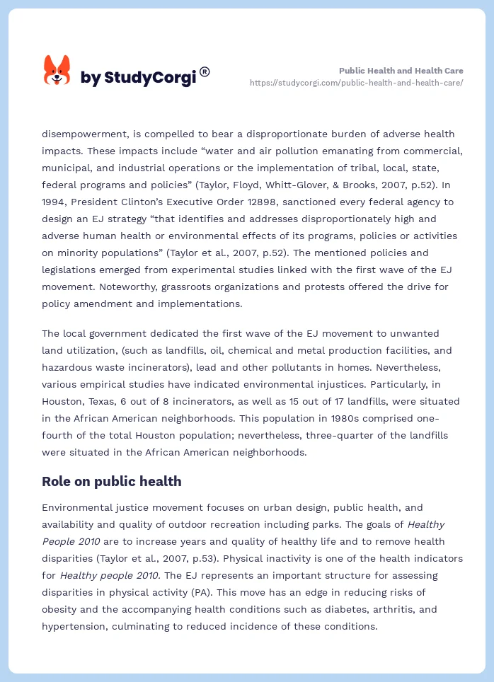 Public Health and Health Care. Page 2