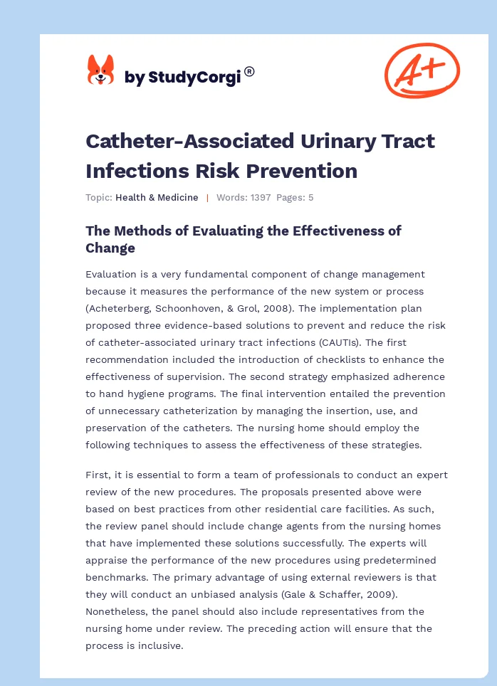 Catheter-Associated Urinary Tract Infections Risk Prevention. Page 1