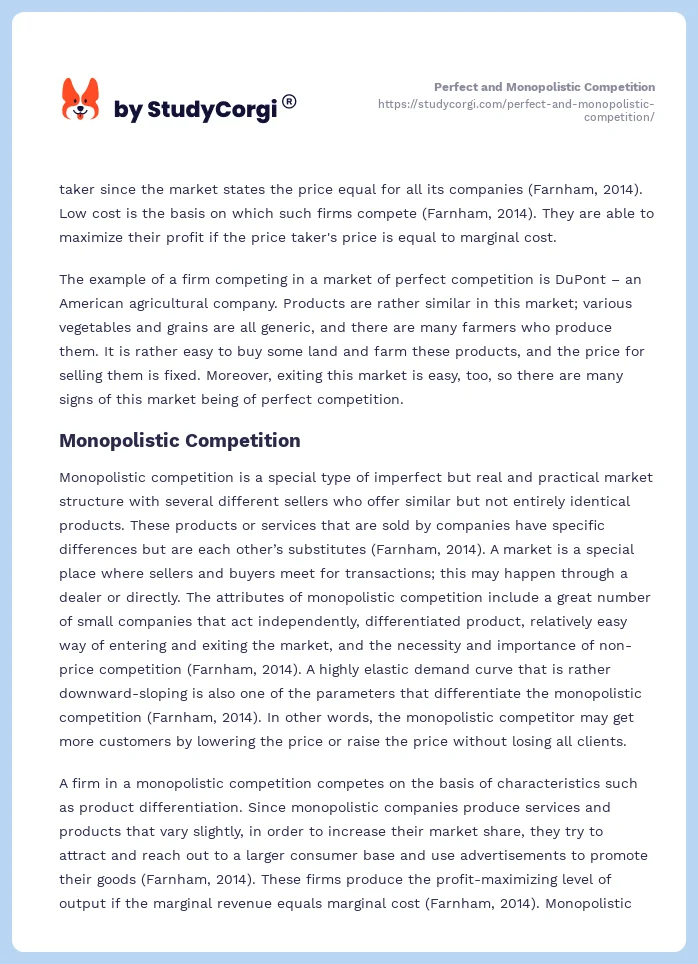 Perfect and Monopolistic Competition. Page 2