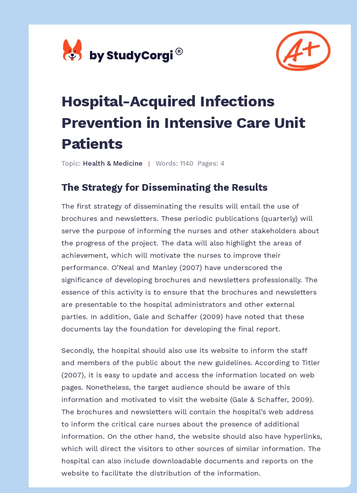 Hospital-Acquired Infections Prevention in Intensive Care Unit Patients. Page 1