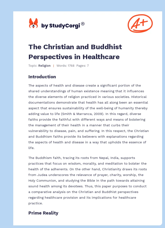 The Christian and Buddhist Perspectives in Healthcare. Page 1