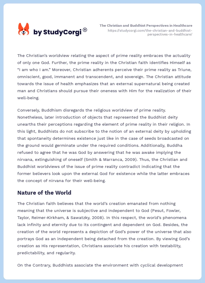 The Christian and Buddhist Perspectives in Healthcare. Page 2