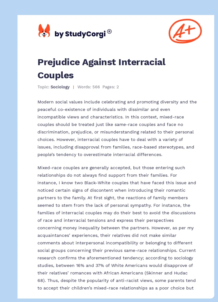 Prejudice Against Interracial Couples. Page 1