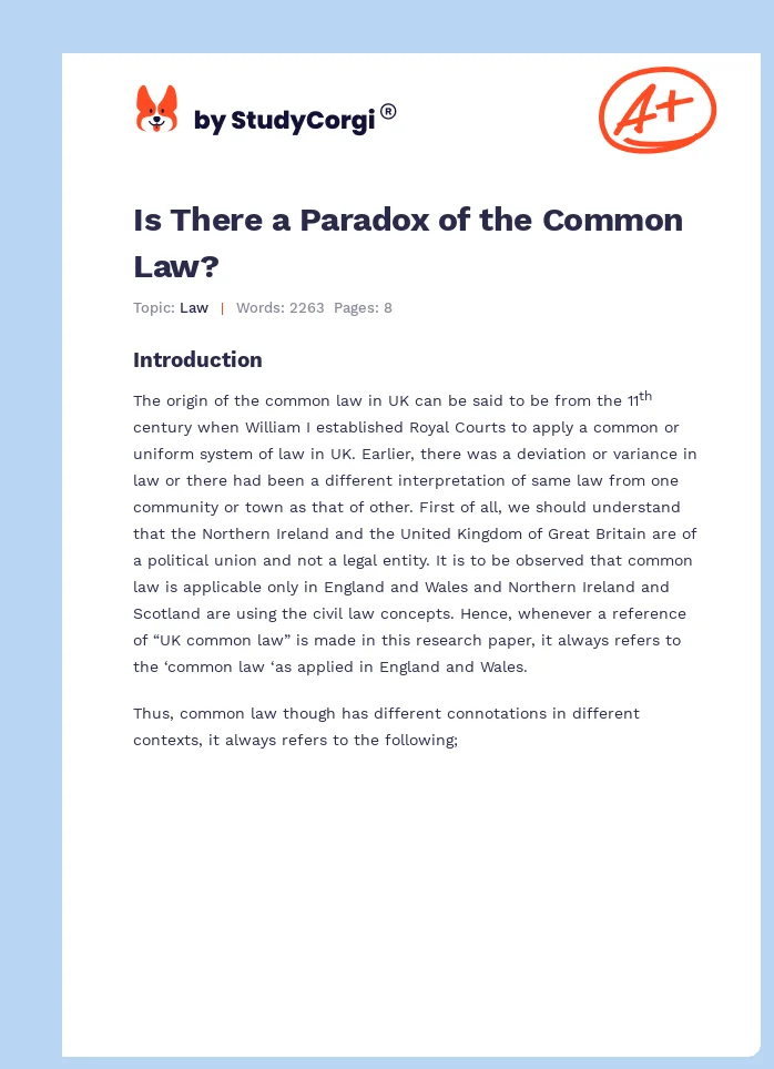 Is There a Paradox of the Common Law?. Page 1