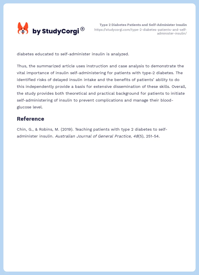 Type 2 Diabetes Patients and Self-Administer Insulin. Page 2