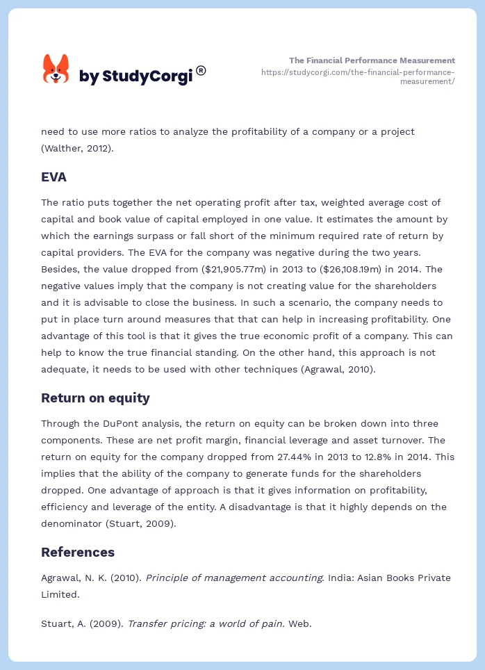 The Financial Performance Measurement. Page 2