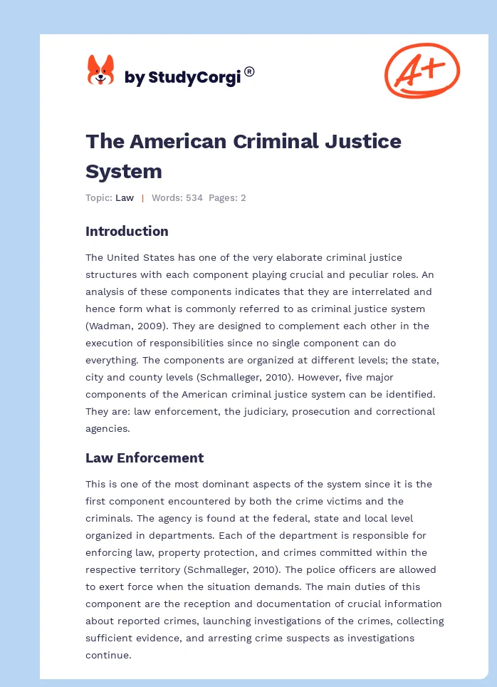 The American Criminal Justice System. Page 1