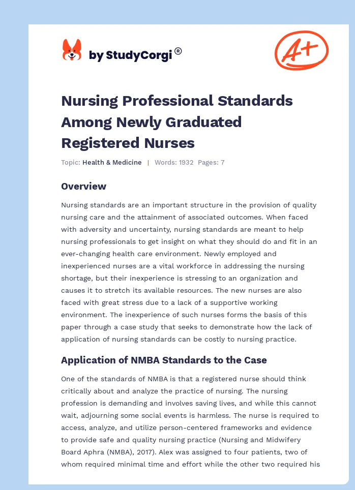 Nursing Professional Standards Among Newly Graduated Registered Nurses. Page 1