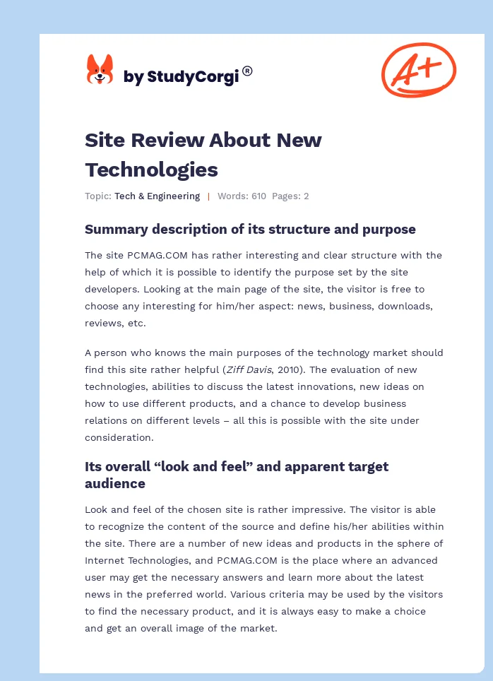 Site Review About New Technologies. Page 1