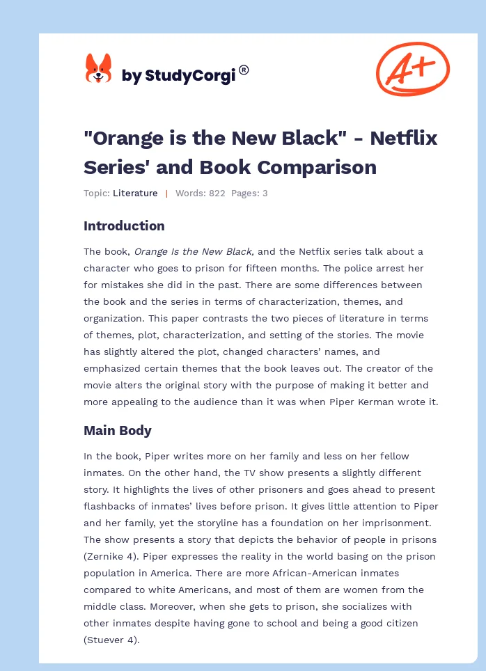 "Orange is the New Black" - Netflix Series' and Book Comparison. Page 1