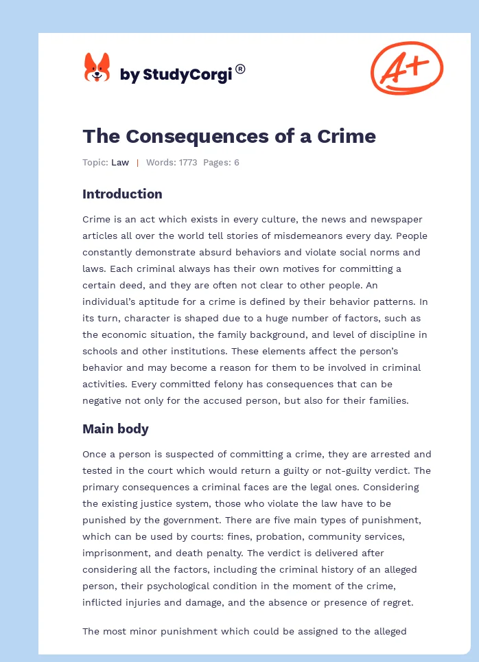 The Consequences of a Crime. Page 1