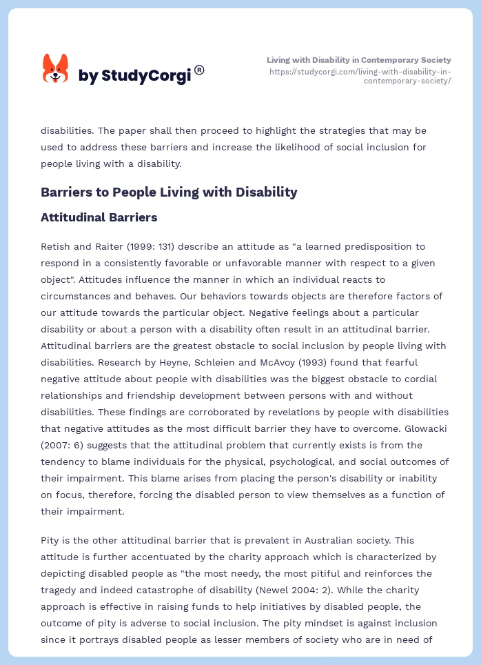 Living with Disability in Contemporary Society. Page 2