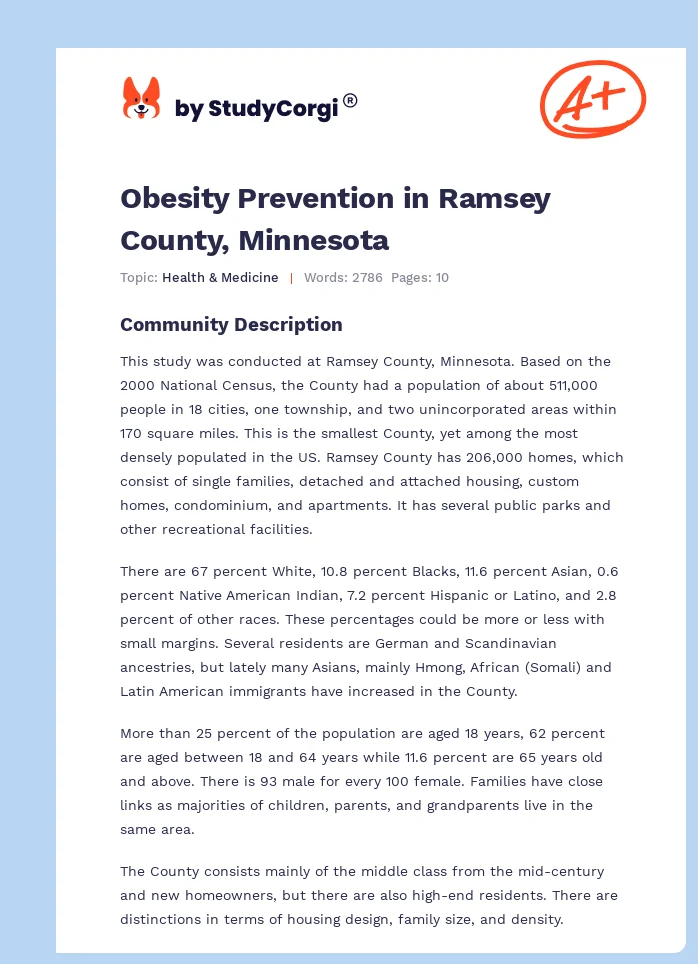 Obesity Prevention in Ramsey County, Minnesota. Page 1