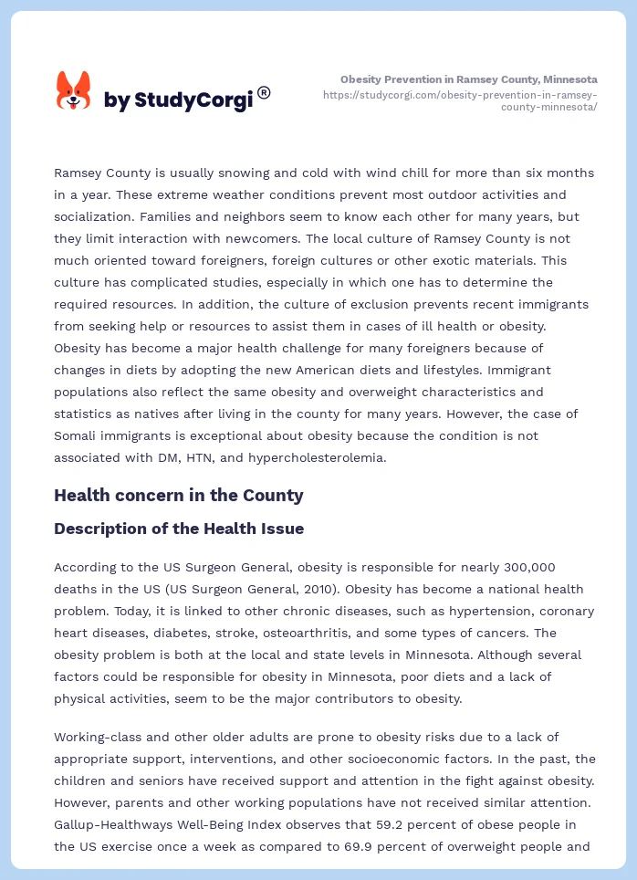 Obesity Prevention in Ramsey County, Minnesota. Page 2