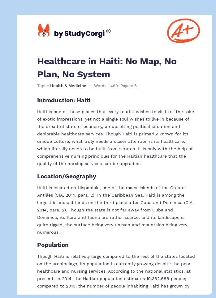 Healthcare in Haiti: No Map, No Plan, No System. Page 1
