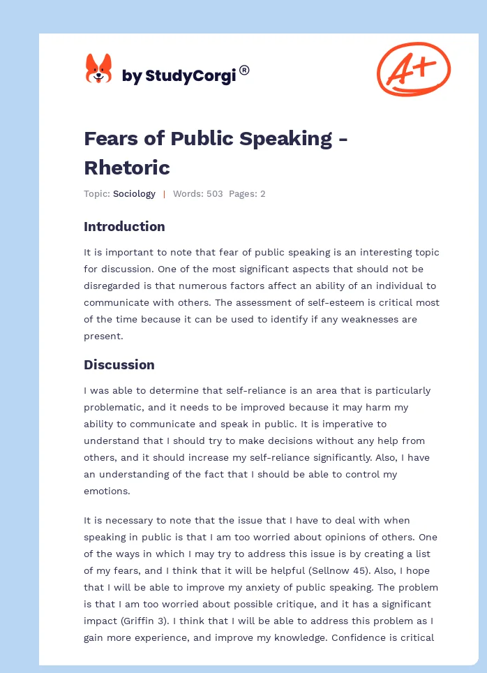 Fears of Public Speaking - Rhetoric. Page 1