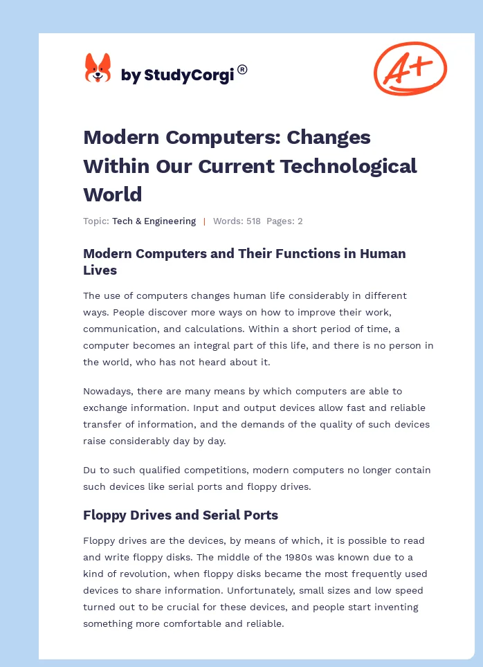 Modern Computers: Changes Within Our Current Technological World. Page 1