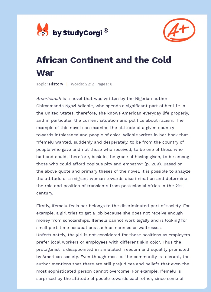 African Continent and the Cold War. Page 1